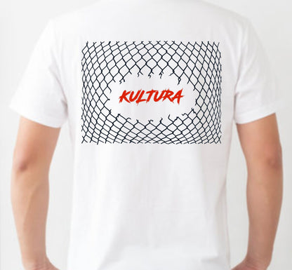 White t-shirt with black stripes